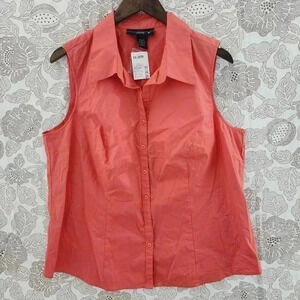 NWT Venezia Cotton Button Up Tank Top Women's 18/20W Red